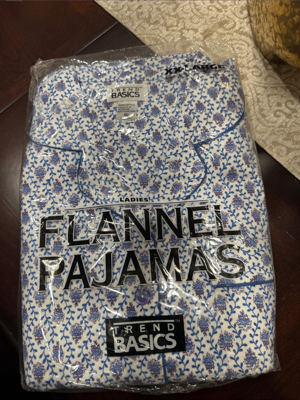 Trend Basics Floral Flannel Pajama Set - Blue & White